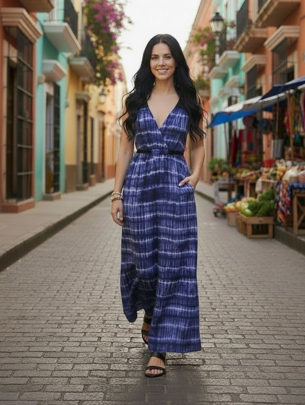 Vera Wang Tie Dye Maxi Dress Size L